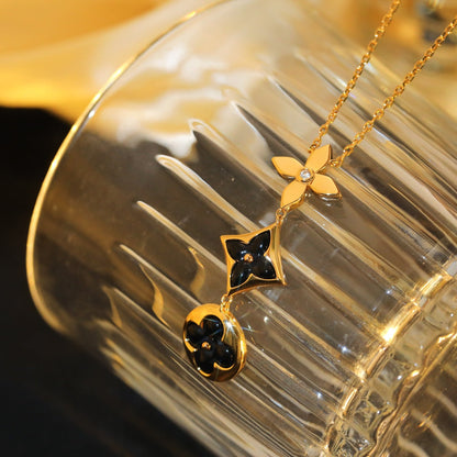 [⭐Glow]STAR AND SUN ONYX PINK GOLD NECKLACE