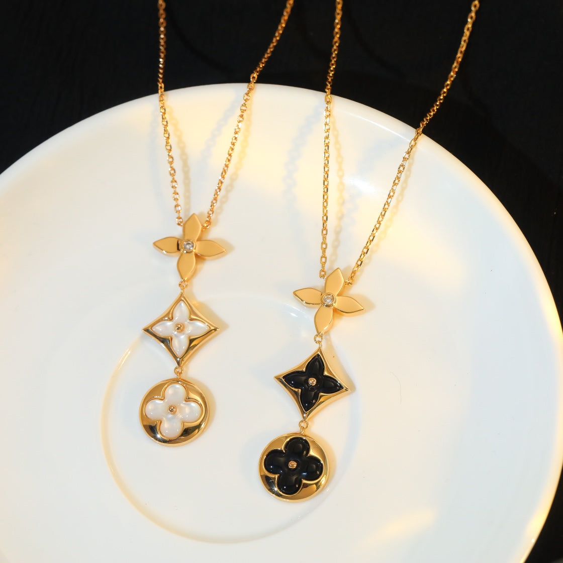 [⭐Glow]STAR AND SUN ONYX PINK GOLD NECKLACE