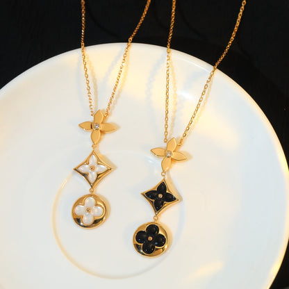 [⭐Glow]STAR AND SUN ONYX PINK GOLD NECKLACE