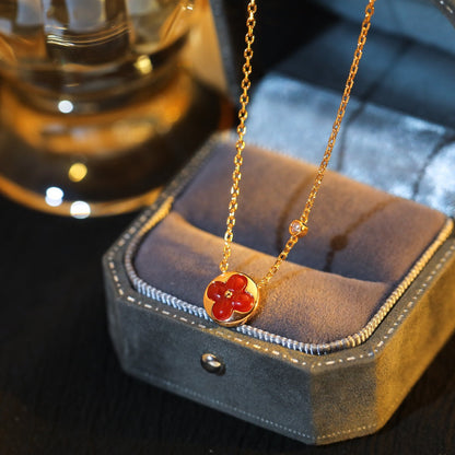 [⭐Glow]SUN PEDANT PINK GOLD 1 DIAMOND NECKLACE