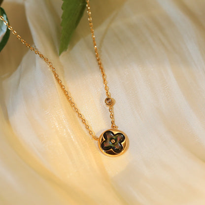 [⭐Glow]SUN PEDANT PINK GOLD 1 DIAMOND NECKLACE