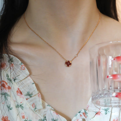 [⭐Glow]SUN PEDANT PINK GOLD 1 DIAMOND NECKLACE