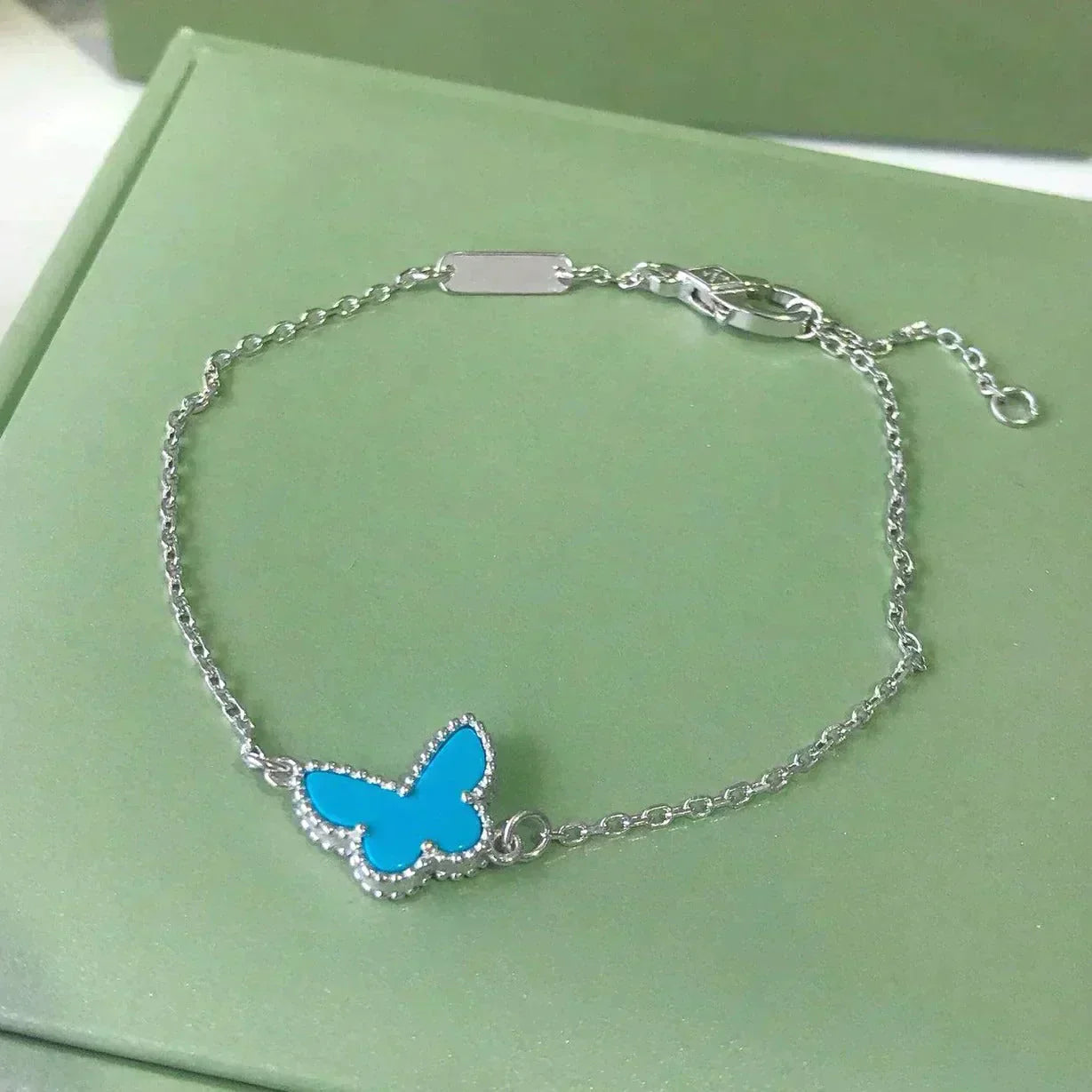 [⭐Glow]BUTTERFLY TURQUOISE BUTTERFLY BRACELET SILVER