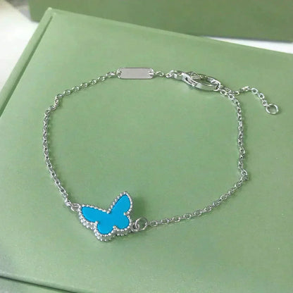 [⭐Glow]BUTTERFLY TURQUOISE BUTTERFLY BRACELET SILVER