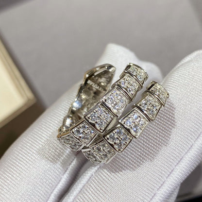 [⭐Glow]SERPENTI DOUBLE RING SILVER DIAMOND PAVED