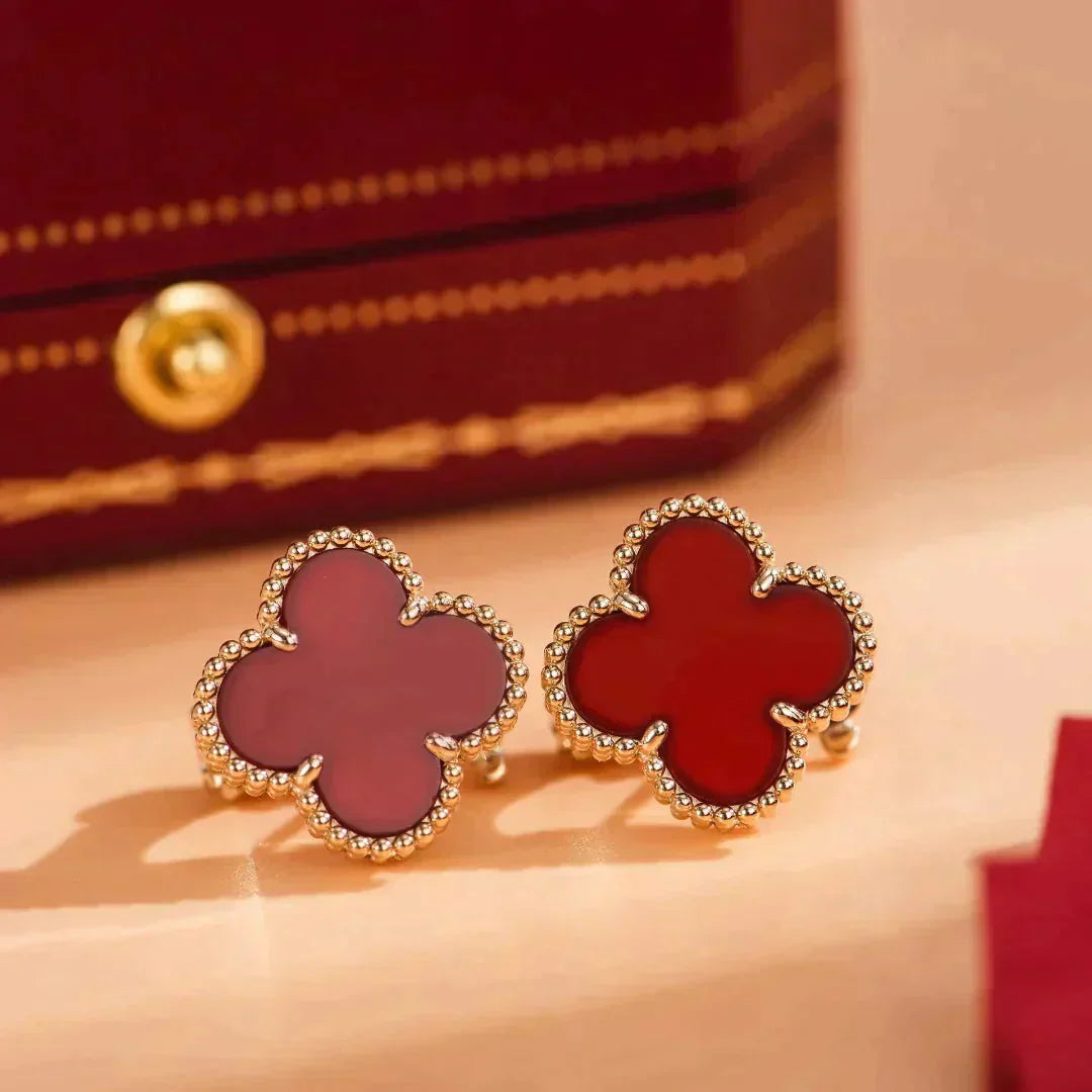 [⭐Glow]CLOVER MEDIUM 1 MOTIFS CARNELIAN  EARRINGS