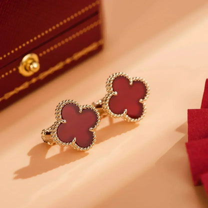 [⭐Glow]CLOVER MEDIUM 1 MOTIFS CARNELIAN  EARRINGS