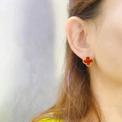 [⭐Glow]CLOVER MEDIUM 1 MOTIFS CARNELIAN  EARRINGS