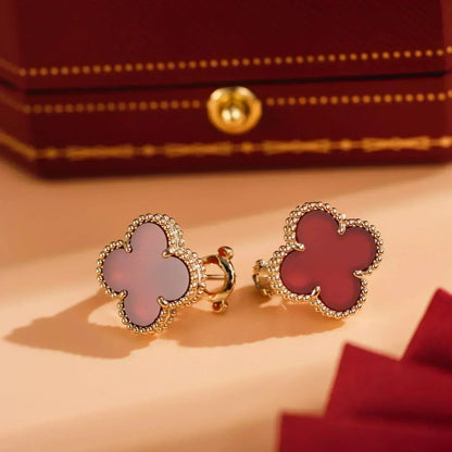 [⭐Glow]CLOVER MEDIUM 1 MOTIFS CARNELIAN  EARRINGS