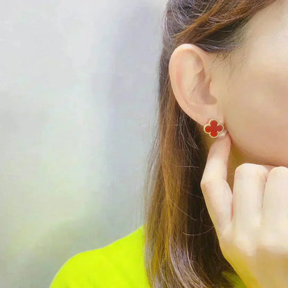 [⭐Glow]CLOVER MEDIUM 1 MOTIFS CARNELIAN  EARRINGS