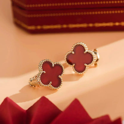 [⭐Glow]CLOVER MEDIUM 1 MOTIFS CARNELIAN  EARRINGS