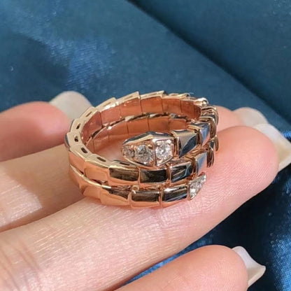 [⭐Glow]SERPENTS DOUBLE ROW DIAMOND RING
