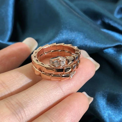 [⭐Glow]SERPENTS DOUBLE ROW DIAMOND RING