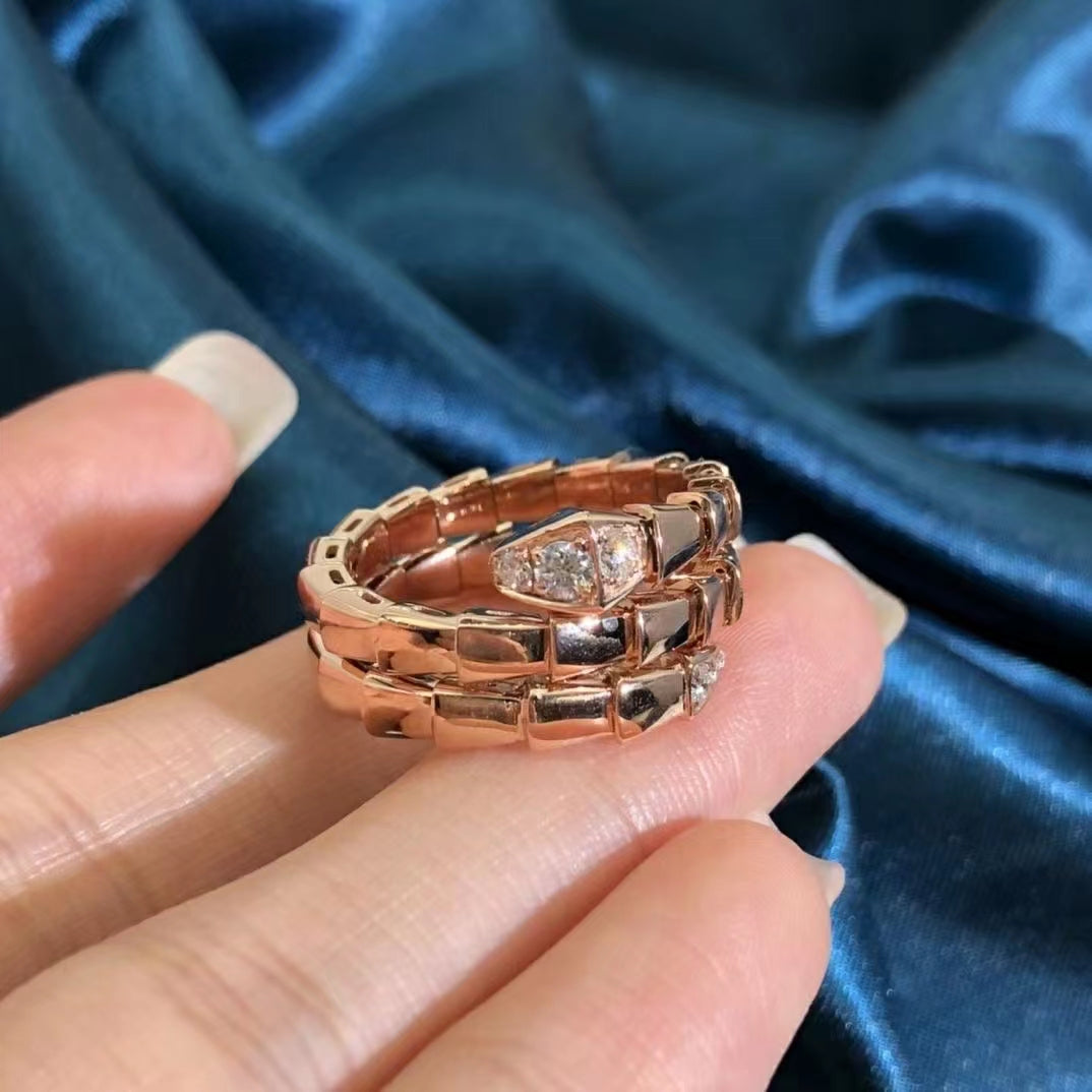 [⭐Glow]SERPENTS DOUBLE ROW DIAMOND RING
