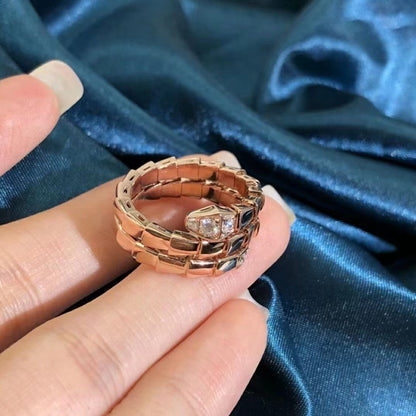 [⭐Glow]SERPENTS DOUBLE ROW DIAMOND RING