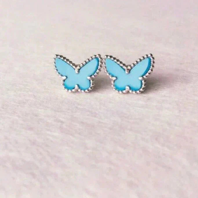[⭐Glow]BUTTERFLY TURQUOISE EARRINGS SILVER