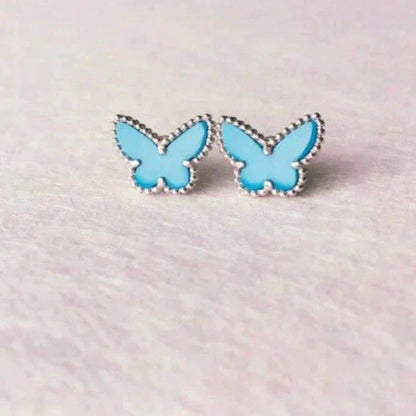 [⭐Glow]BUTTERFLY TURQUOISE EARRINGS SILVER