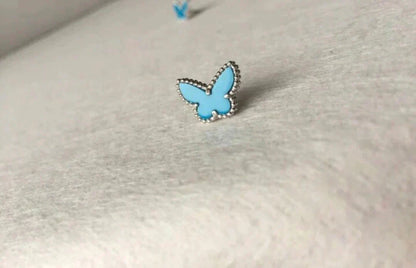 [⭐Glow]BUTTERFLY TURQUOISE EARRINGS SILVER