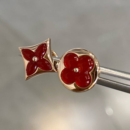 [⭐Glow]STAR AND SUN PINK GOLD CARNELIAN STUD EARRINGS