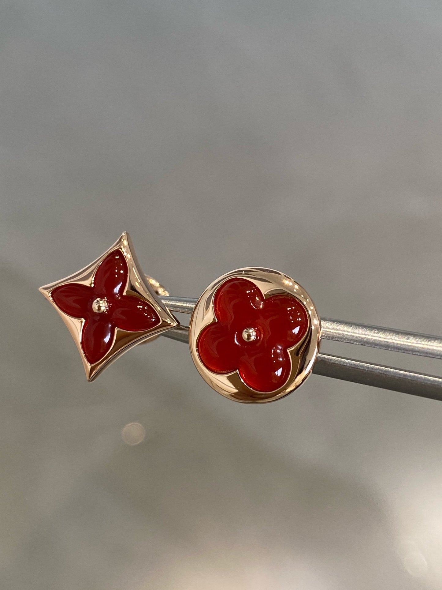 [⭐Glow]STAR AND SUN PINK GOLD CARNELIAN STUD EARRINGS