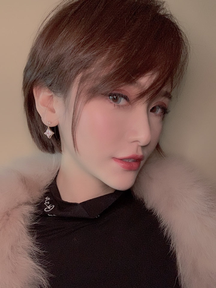 [⭐Glow]DOUBLE STAR PINK GOLD MOP DROP EARRINGS