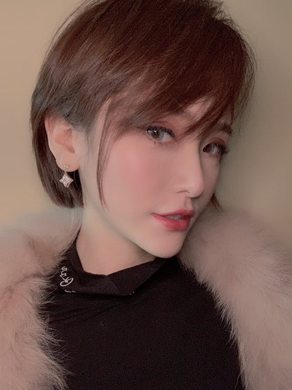 [⭐Glow]DOUBLE STAR PINK GOLD MOP DROP EARRINGS
