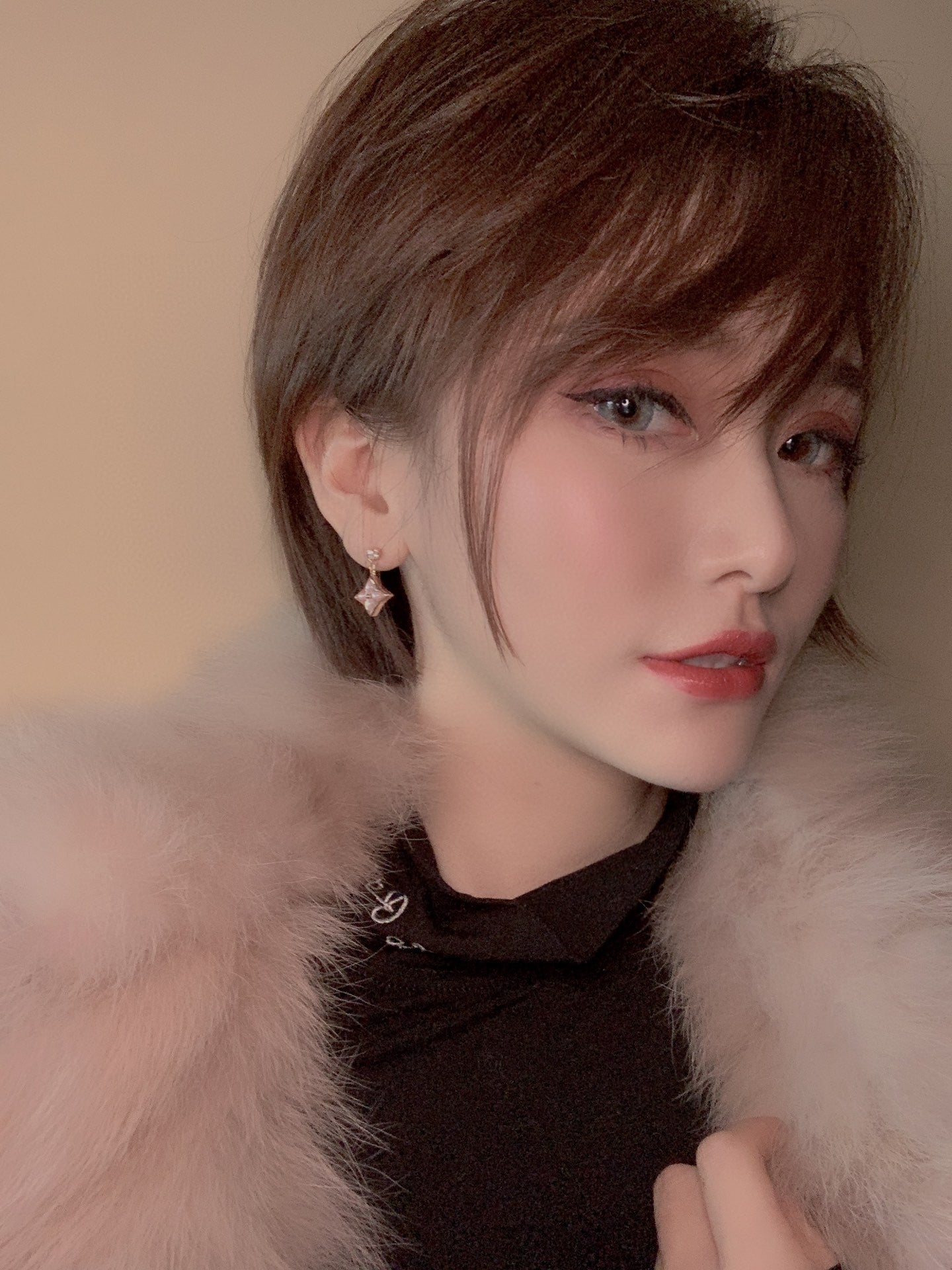 [⭐Glow]DOUBLE STAR PINK GOLD MOP DROP EARRINGS