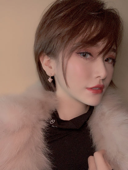 [⭐Glow]DOUBLE STAR PINK GOLD MOP DROP EARRINGS