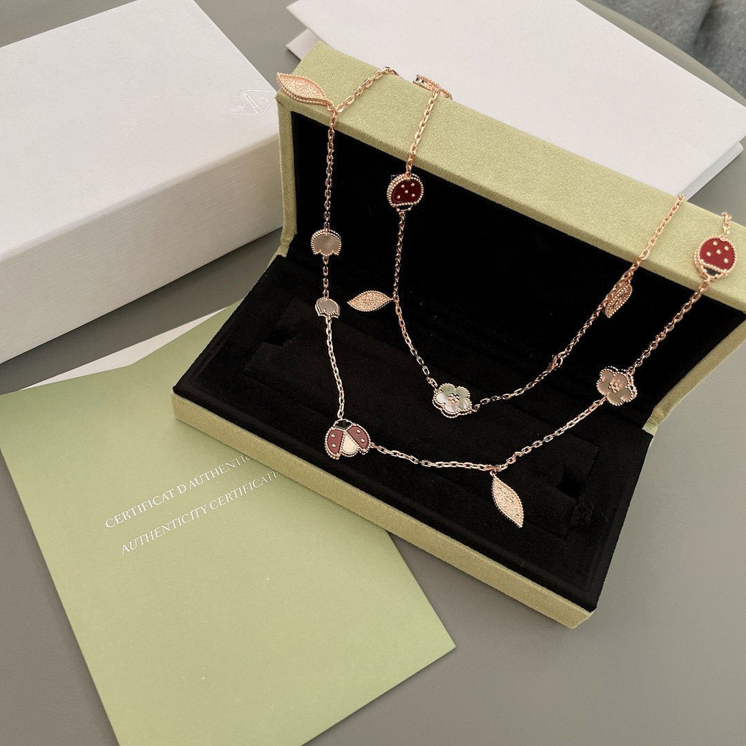 [⭐Glow]LUCKY SPRING 15 MOTIFS ROSE GOLD NECKLACE