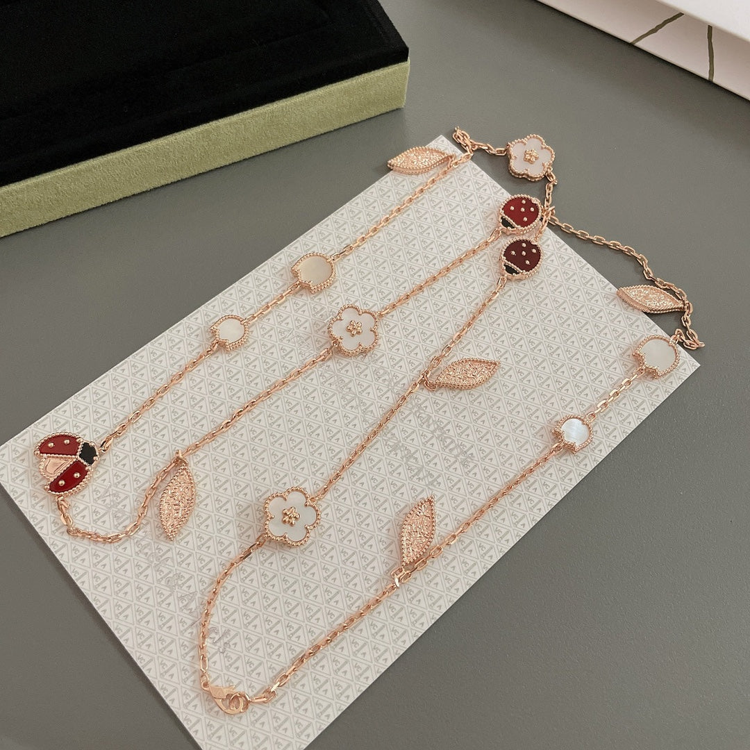 [⭐Glow]LUCKY SPRING 15 MOTIFS ROSE GOLD NECKLACE