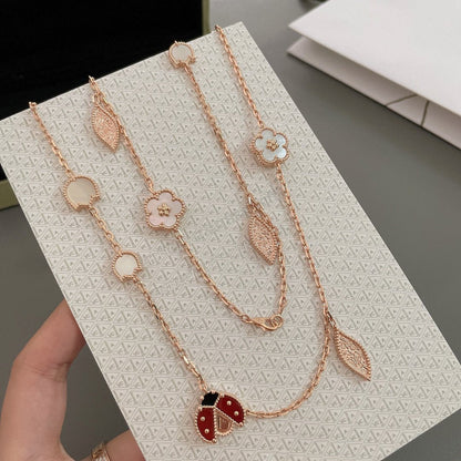 [⭐Glow]LUCKY SPRING 15 MOTIFS ROSE GOLD NECKLACE