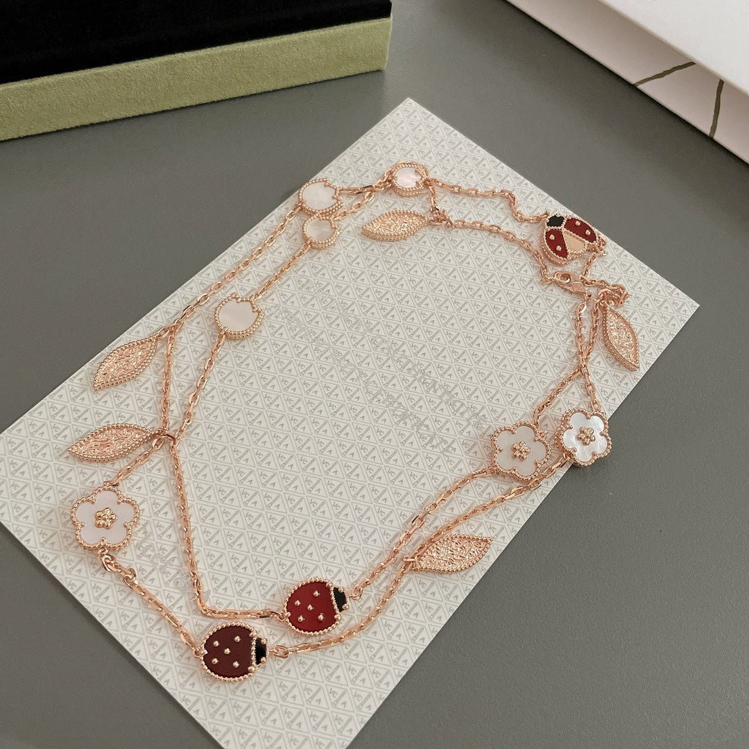 [⭐Glow]LUCKY SPRING 15 MOTIFS ROSE GOLD NECKLACE