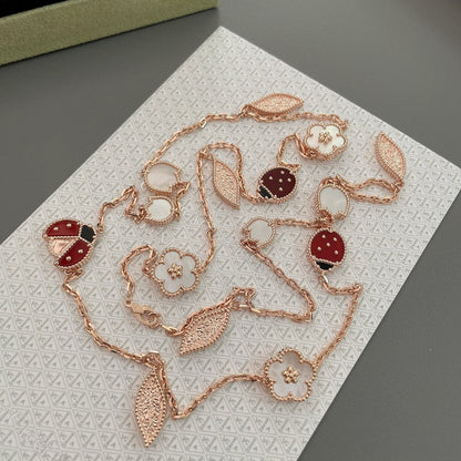 [⭐Glow]LUCKY SPRING 15 MOTIFS ROSE GOLD NECKLACE