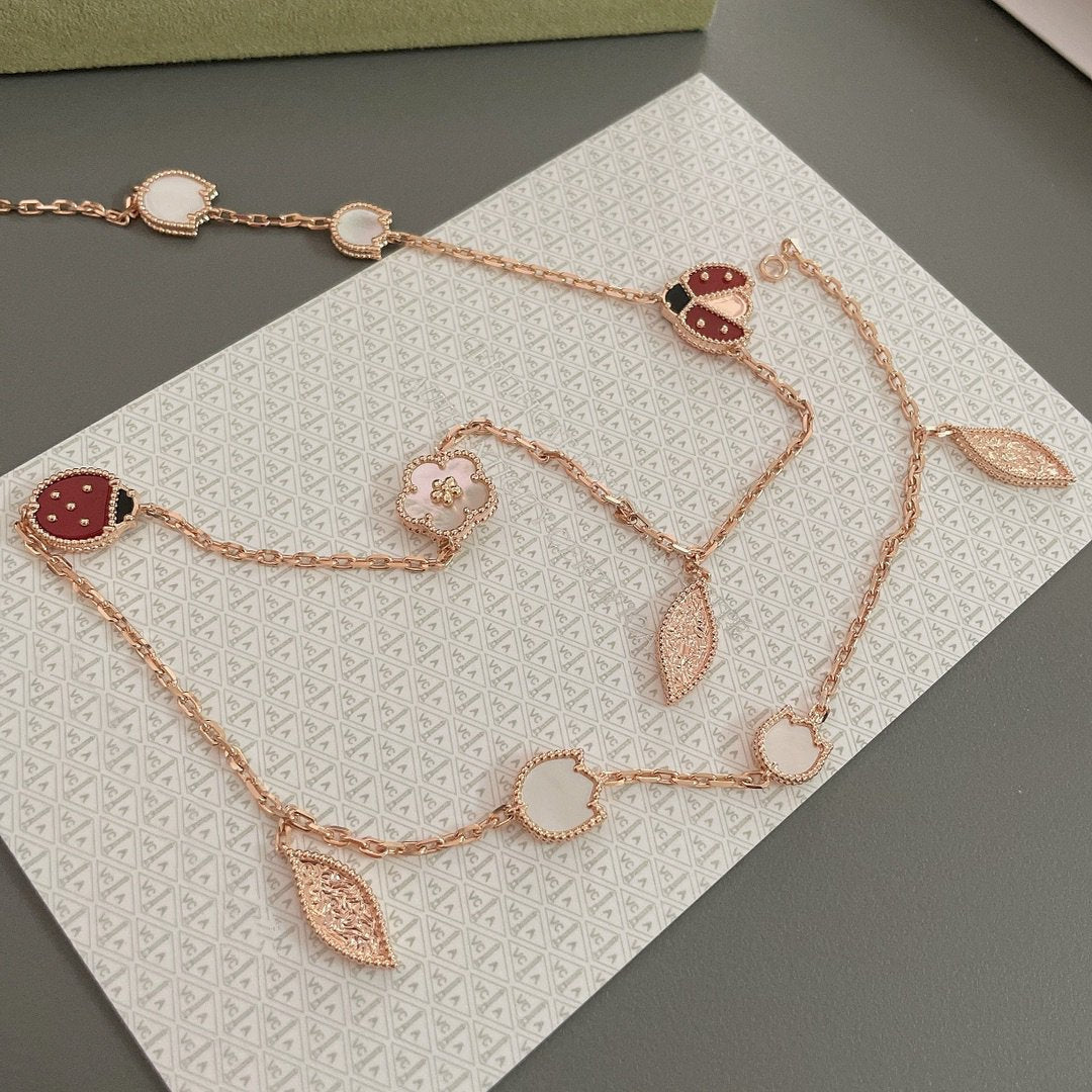 [⭐Glow]LUCKY SPRING 15 MOTIFS ROSE GOLD NECKLACE