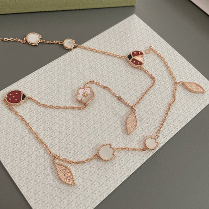 [⭐Glow]LUCKY SPRING 15 MOTIFS ROSE GOLD NECKLACE