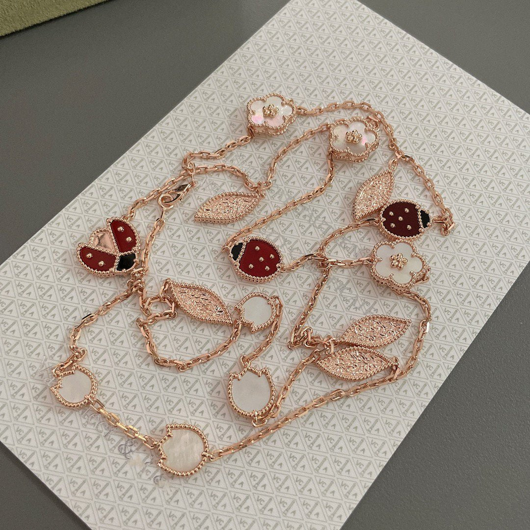 [⭐Glow]LUCKY SPRING 15 MOTIFS ROSE GOLD NECKLACE