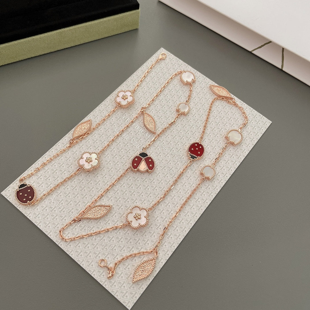 [⭐Glow]LUCKY SPRING 15 MOTIFS ROSE GOLD NECKLACE