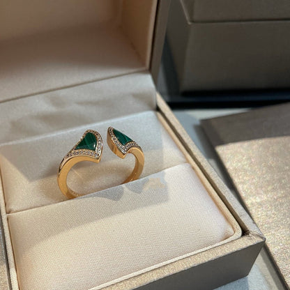 [⭐Glow]DREAM MALACHITE DIAMOND OPEN RING