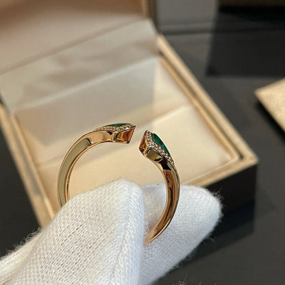[⭐Glow]DREAM MALACHITE DIAMOND OPEN RING