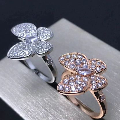 [⭐Glow]BUTTERFLY PINK GOLD DIAMOND RING