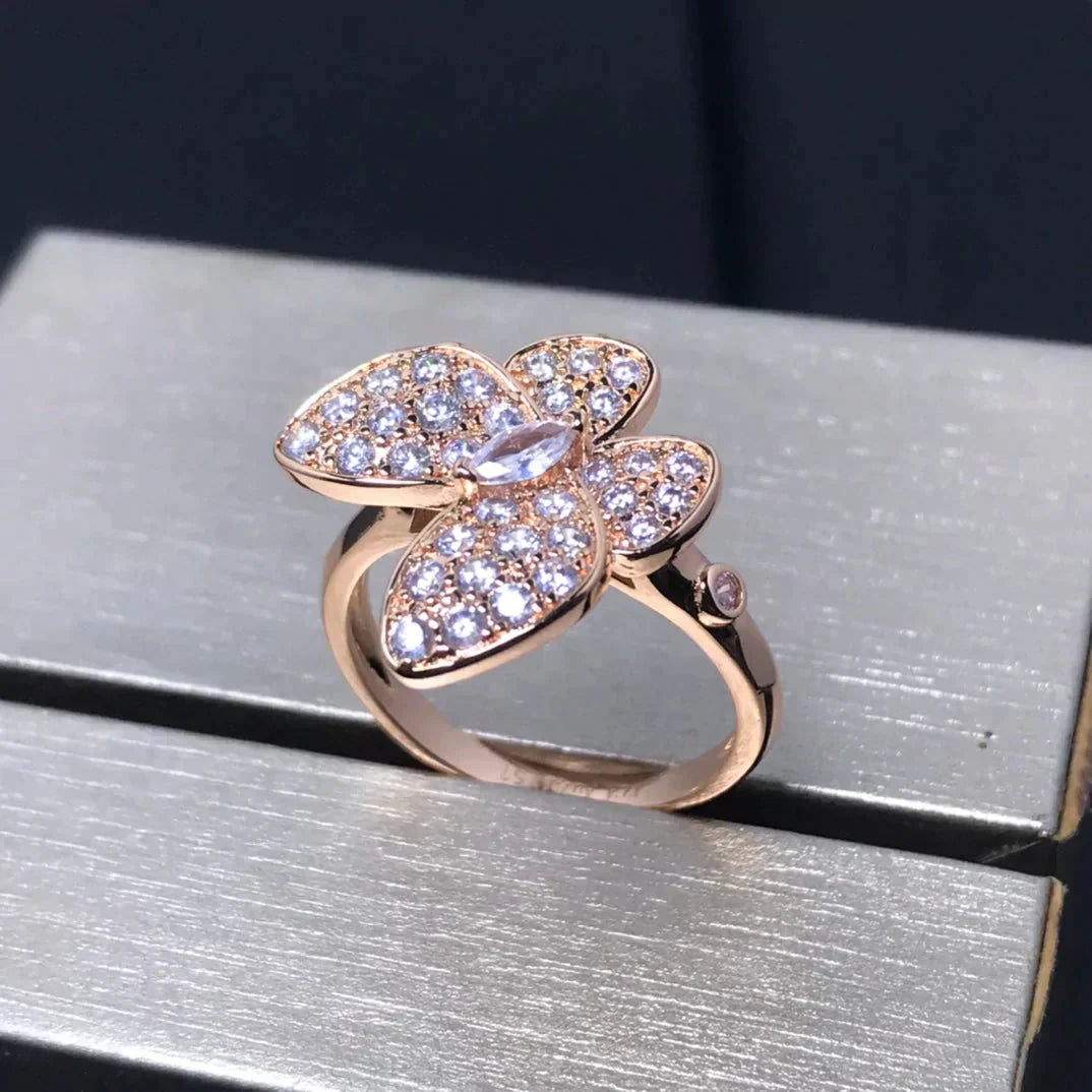 [⭐Glow]BUTTERFLY PINK GOLD DIAMOND RING