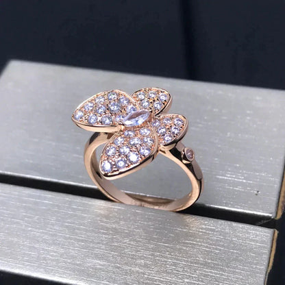 [⭐Glow]BUTTERFLY PINK GOLD DIAMOND RING