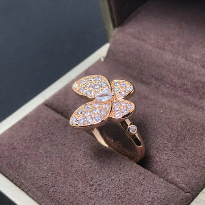 [⭐Glow]BUTTERFLY PINK GOLD DIAMOND RING