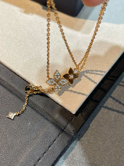[⭐Glow]STAR BLOSSOM NECKLACE PINK GOLD DIAMONDS
