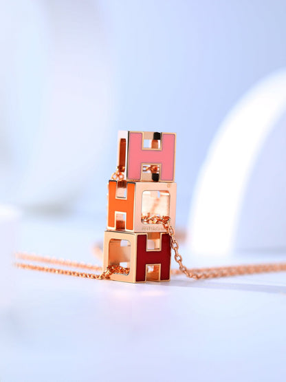 [⭐Glow]H CAGE PINK GOLD NECKLACE