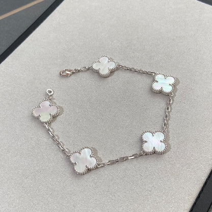 [⭐Glow]CLOVER WHITE PEARL MOP 5 MOTIF BRACELET COLLECTION