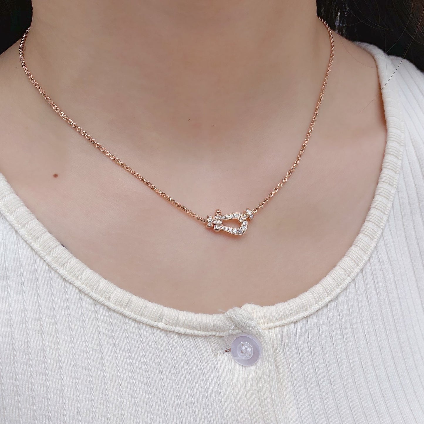 [⭐Glow]FORCE 10 PINK GOLD DIAMOND NECKLACE