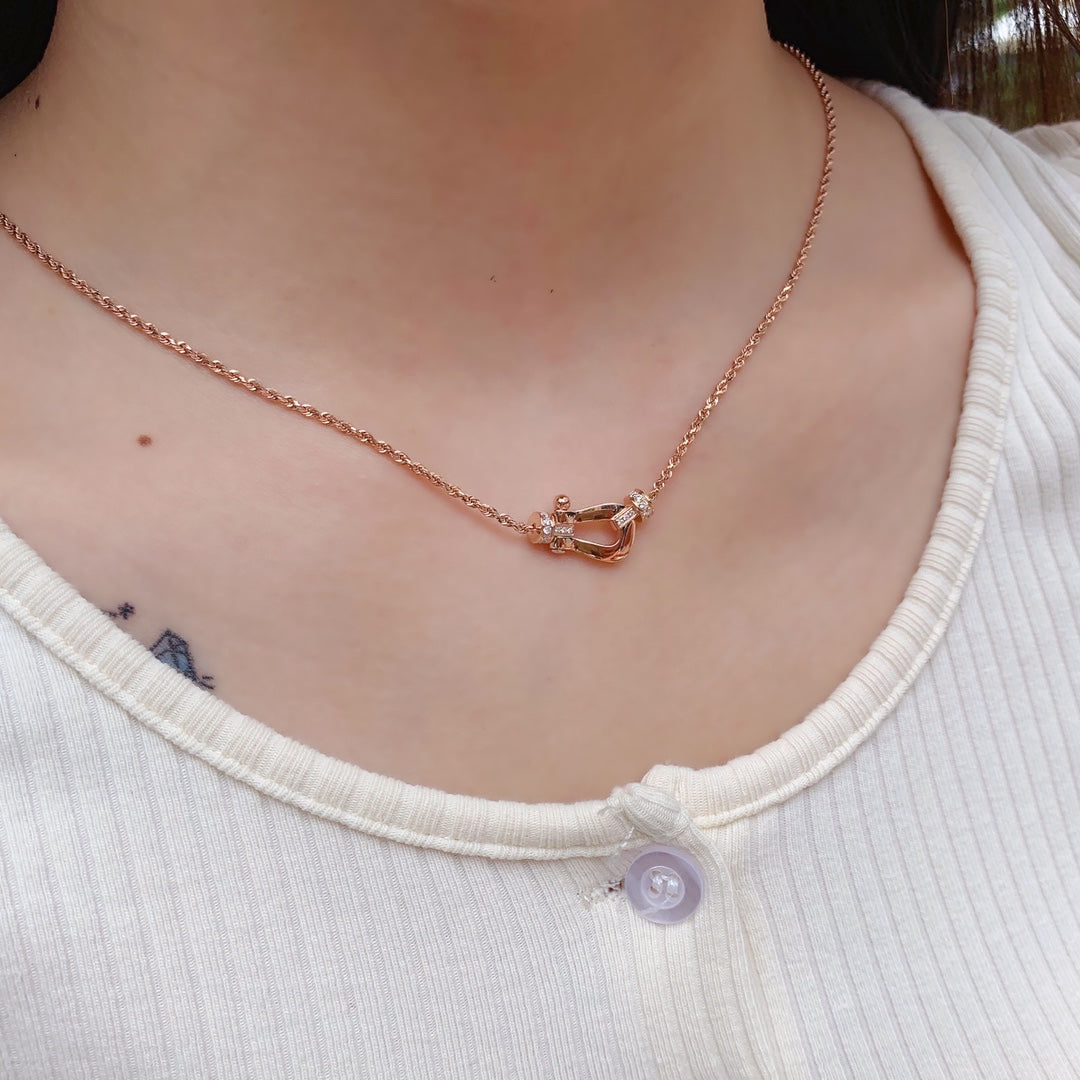 [⭐Glow]FORCE 10 PINK GOLD DIAMOND NECKLACE