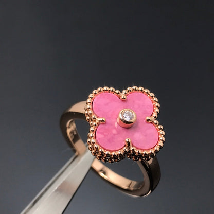[⭐Glow]CLOVER RHODONITE ROSE GOLD RING