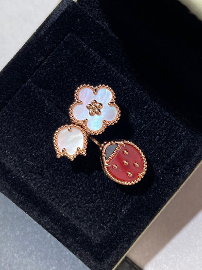 [⭐Glow]LUCKY 3 MOTIF ROSE GOLD RING
